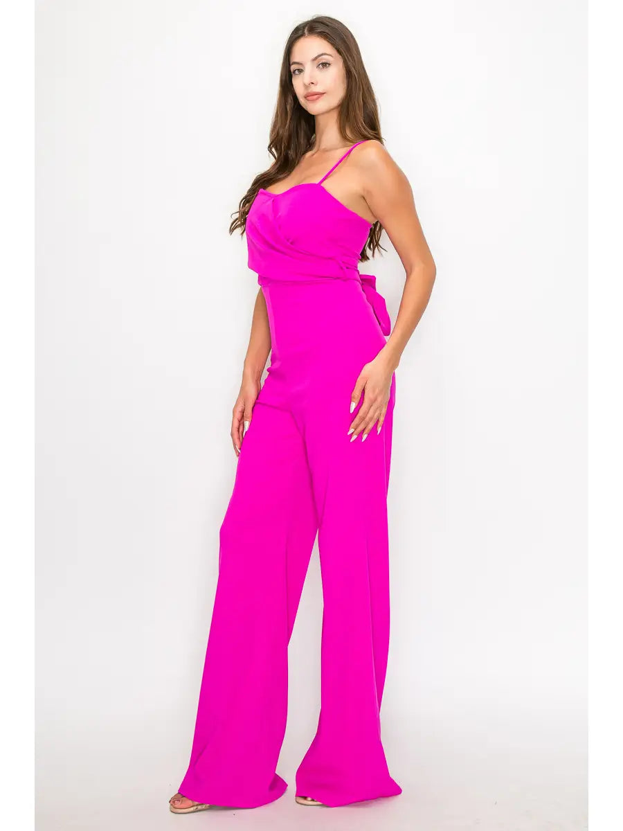 SOLID COLOR STRAPLESS JUMPSUIT