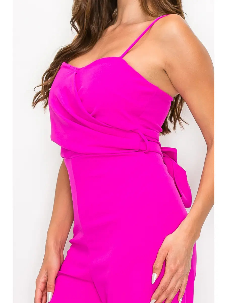 SOLID COLOR STRAPLESS JUMPSUIT