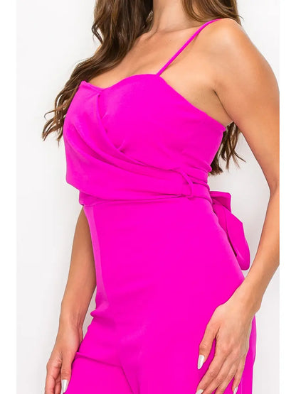 SOLID COLOR STRAPLESS JUMPSUIT