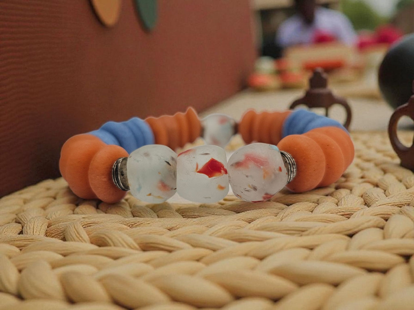 Ashanti African Glass Beaded Bracelet