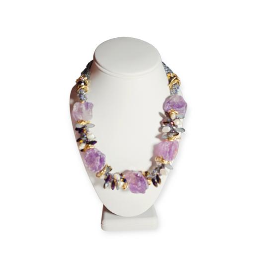 Amethyst Crystal Statement Necklace