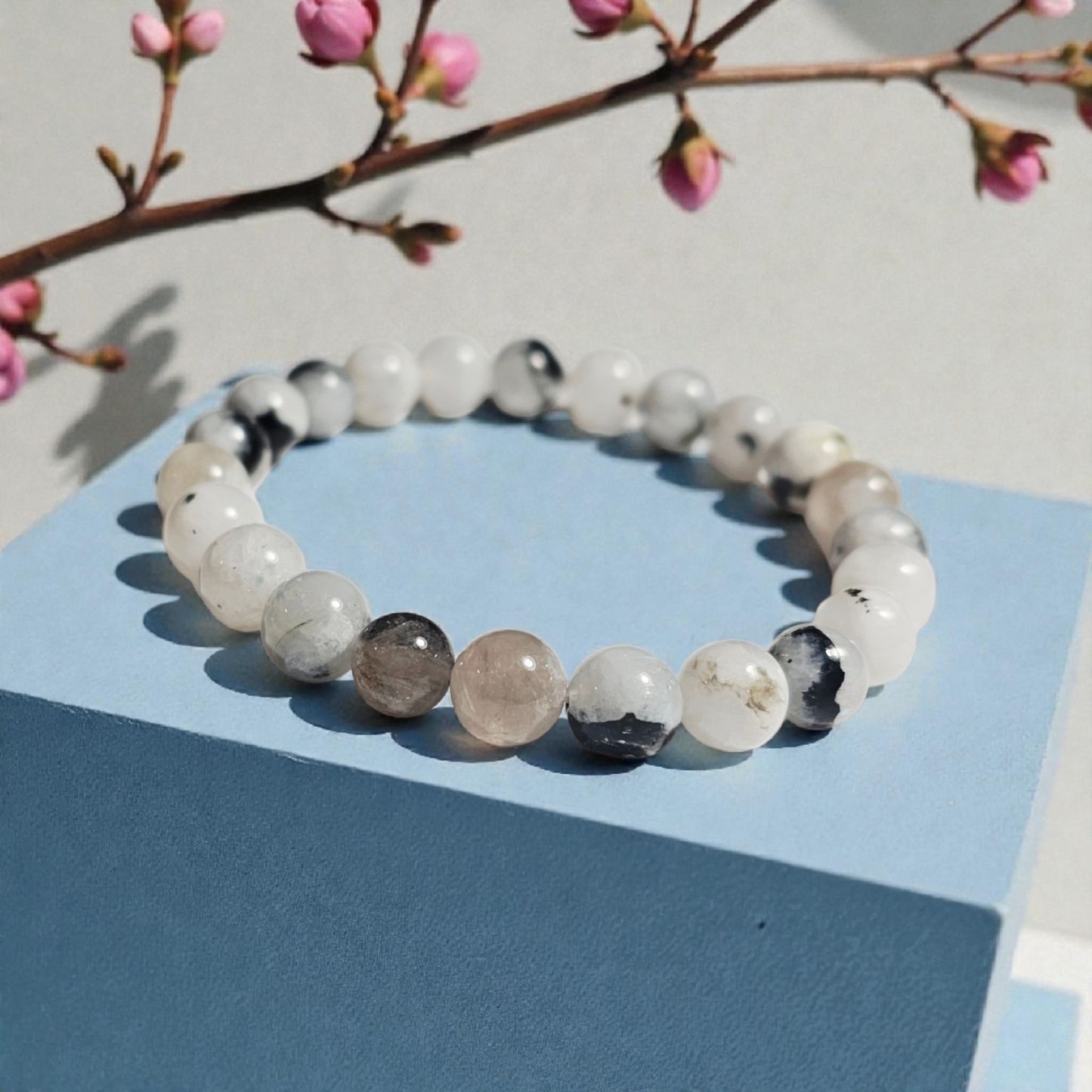 White Rainbow Moonstone Bracelet