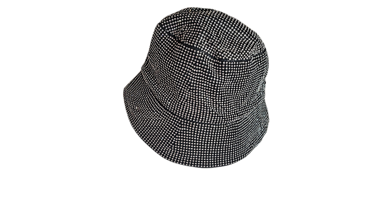 Black Rhinestone Bucket Hat