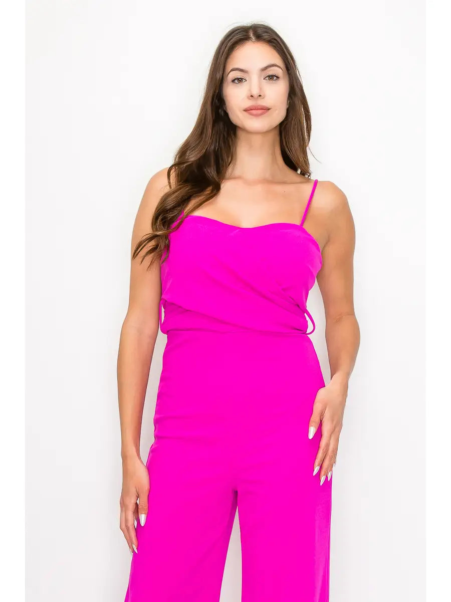 SOLID COLOR STRAPLESS JUMPSUIT