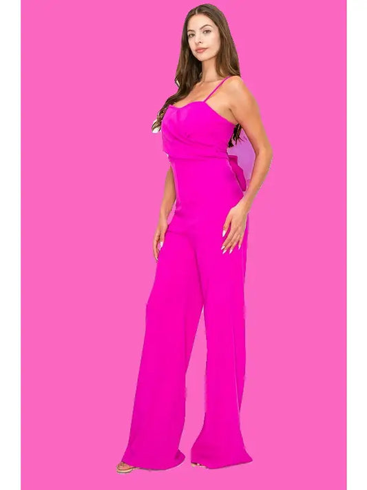 SOLID COLOR STRAPLESS JUMPSUIT