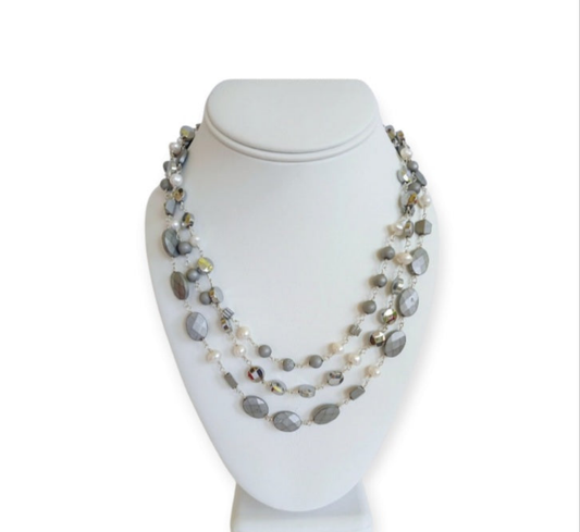 Hematite and Cultured Pearl Necklace