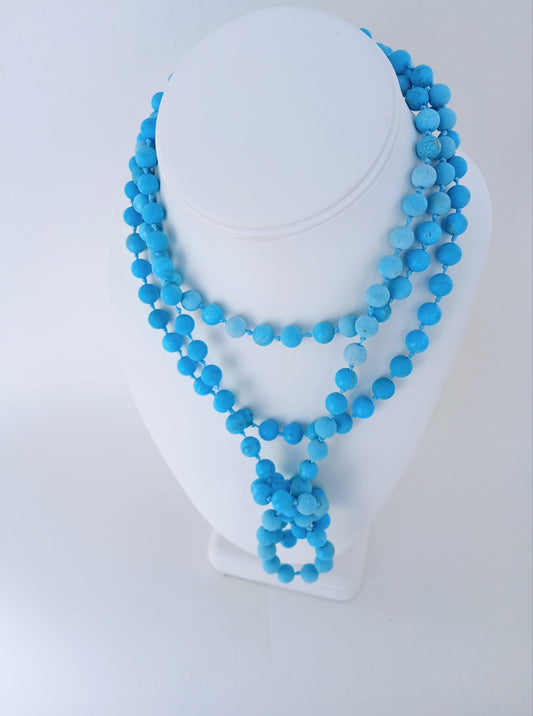 Natural Turquoise stone beaded long necklace