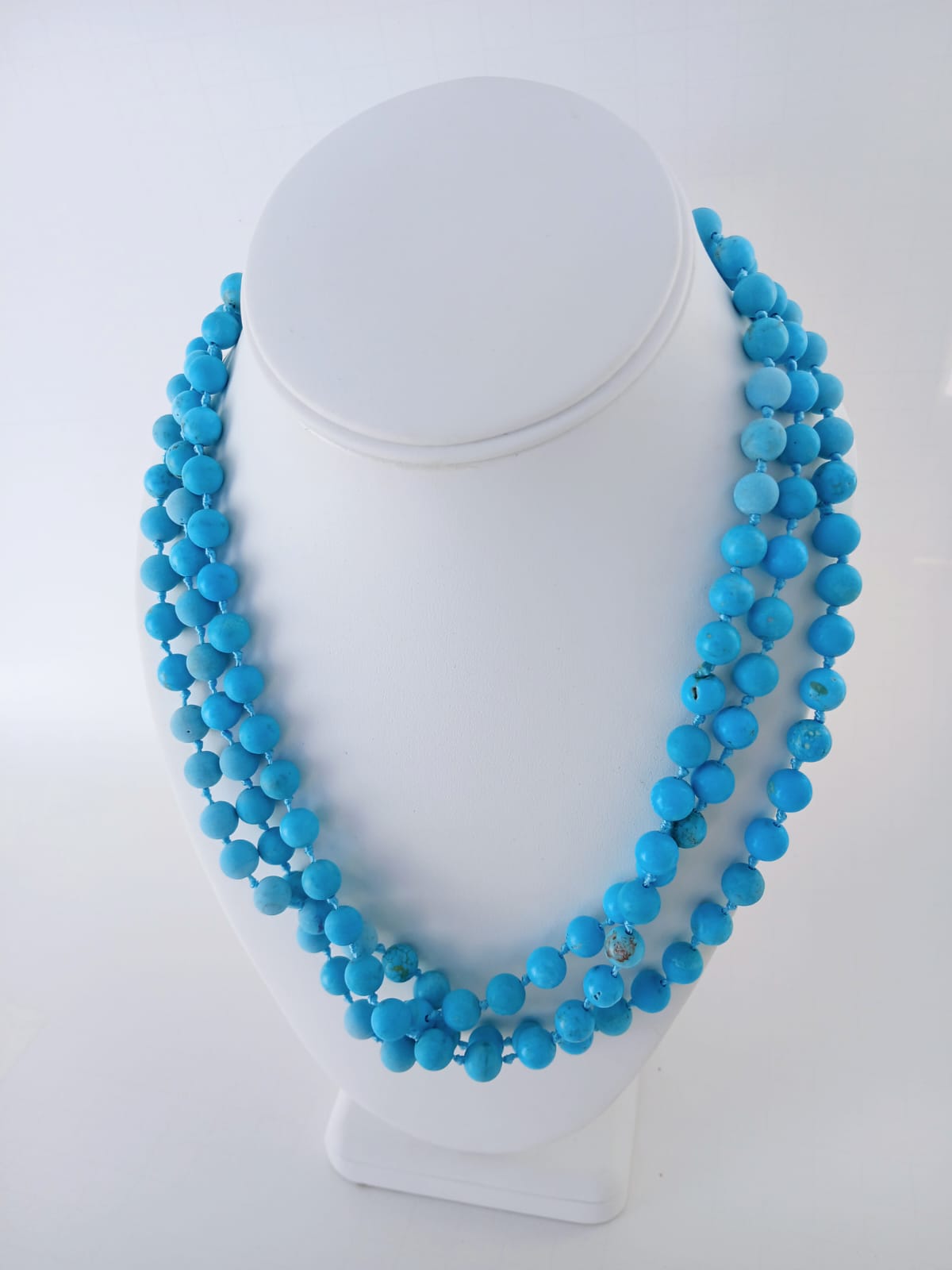 Natural Turquoise stone beaded long necklace