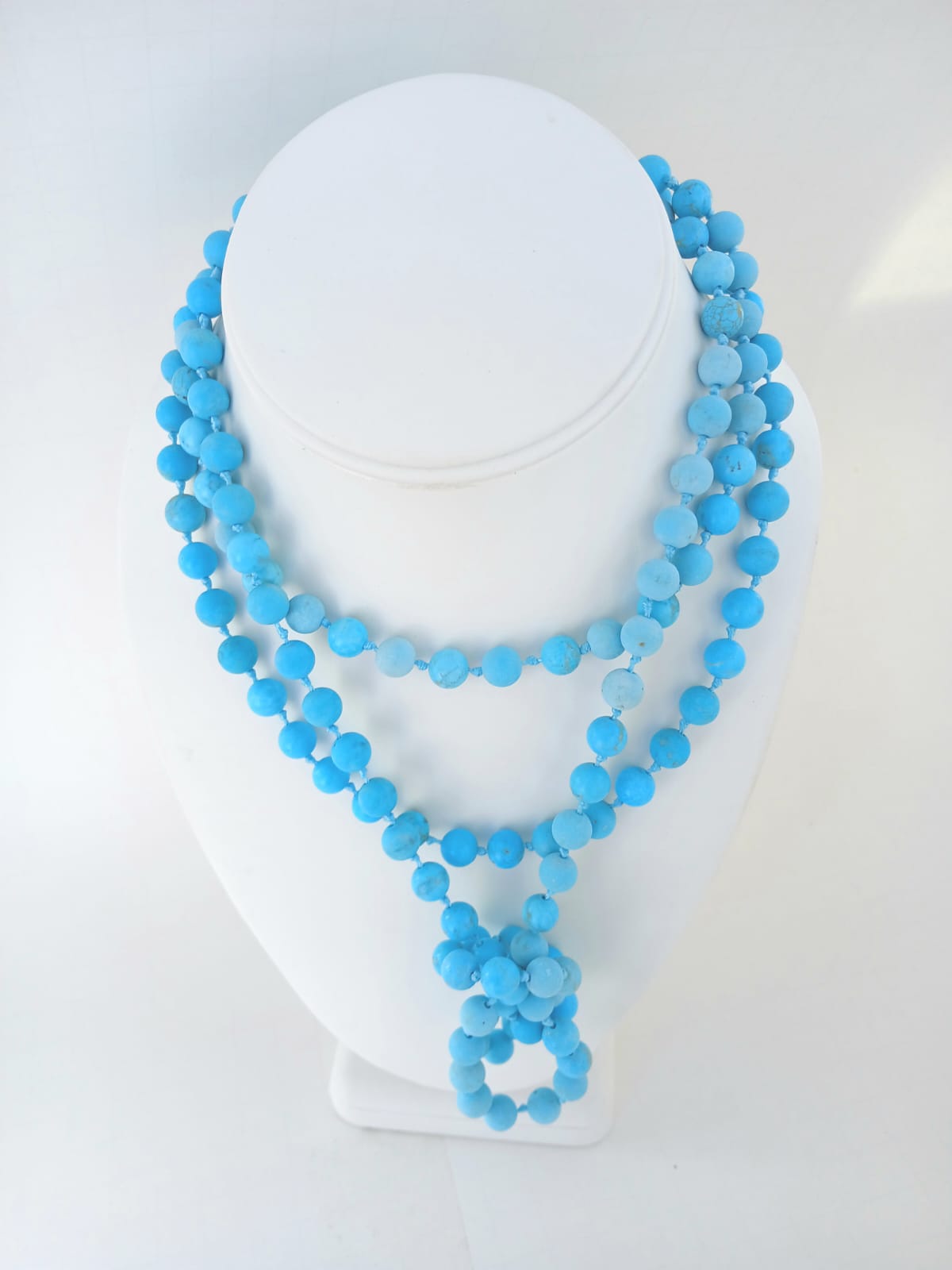 Natural Turquoise stone beaded long necklace