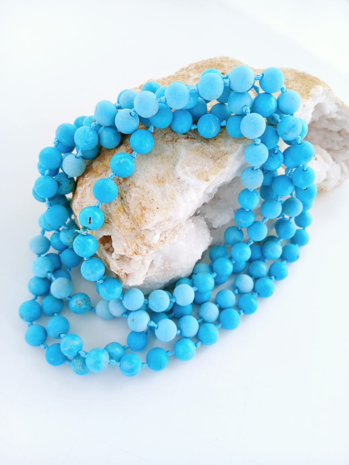 Natural Turquoise stone beaded long necklace