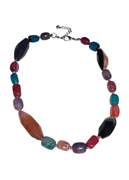 Faceted Multi-Shape Agate Stone Necklace