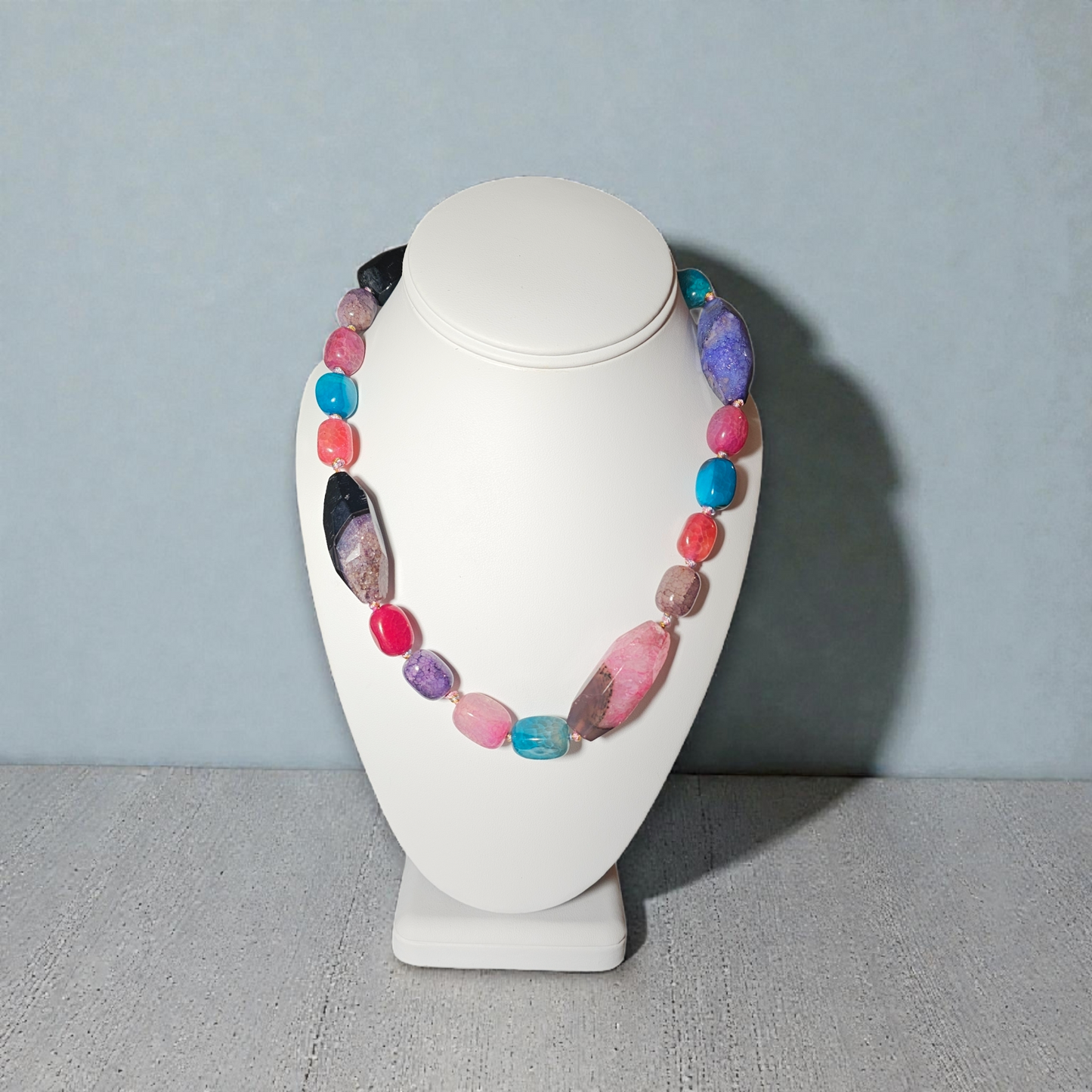 Faceted Multi-Shape Agate Stone Necklace