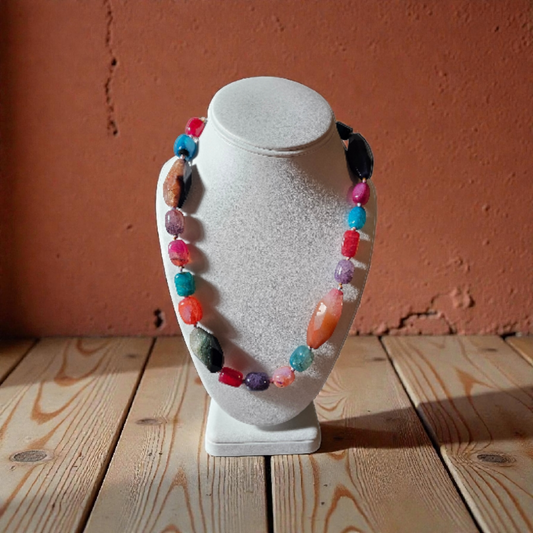 Faceted Multi-Shape Agate Stone Necklace