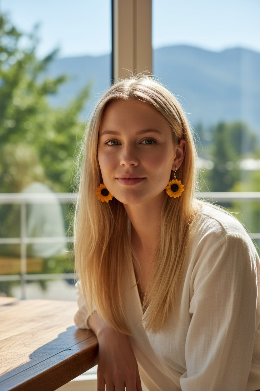 Boho Sunflower Dangle Earrings