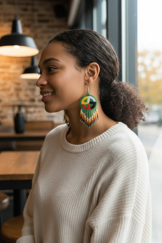 Colorful Native Beaded Sunburst Earrings