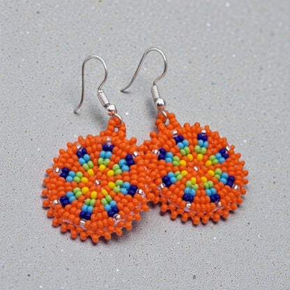 Orange Native Boho Beaded Earrings