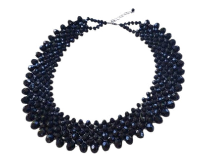 Black Crystal Handmade Necklace designed as a chunky statement piece with a bold, vintage-inspired look. This short choker-style necklace features faceted black crystals that catch the light beautifully, making it perfect for women who love dramatic, elegant jewelry. Ideal for evening wear, special events, or as a unique gift for her, this handcrafted piece adds a touch of gothic glamour and timeless sophistication to any outfit, blending classic style with modern artistry.