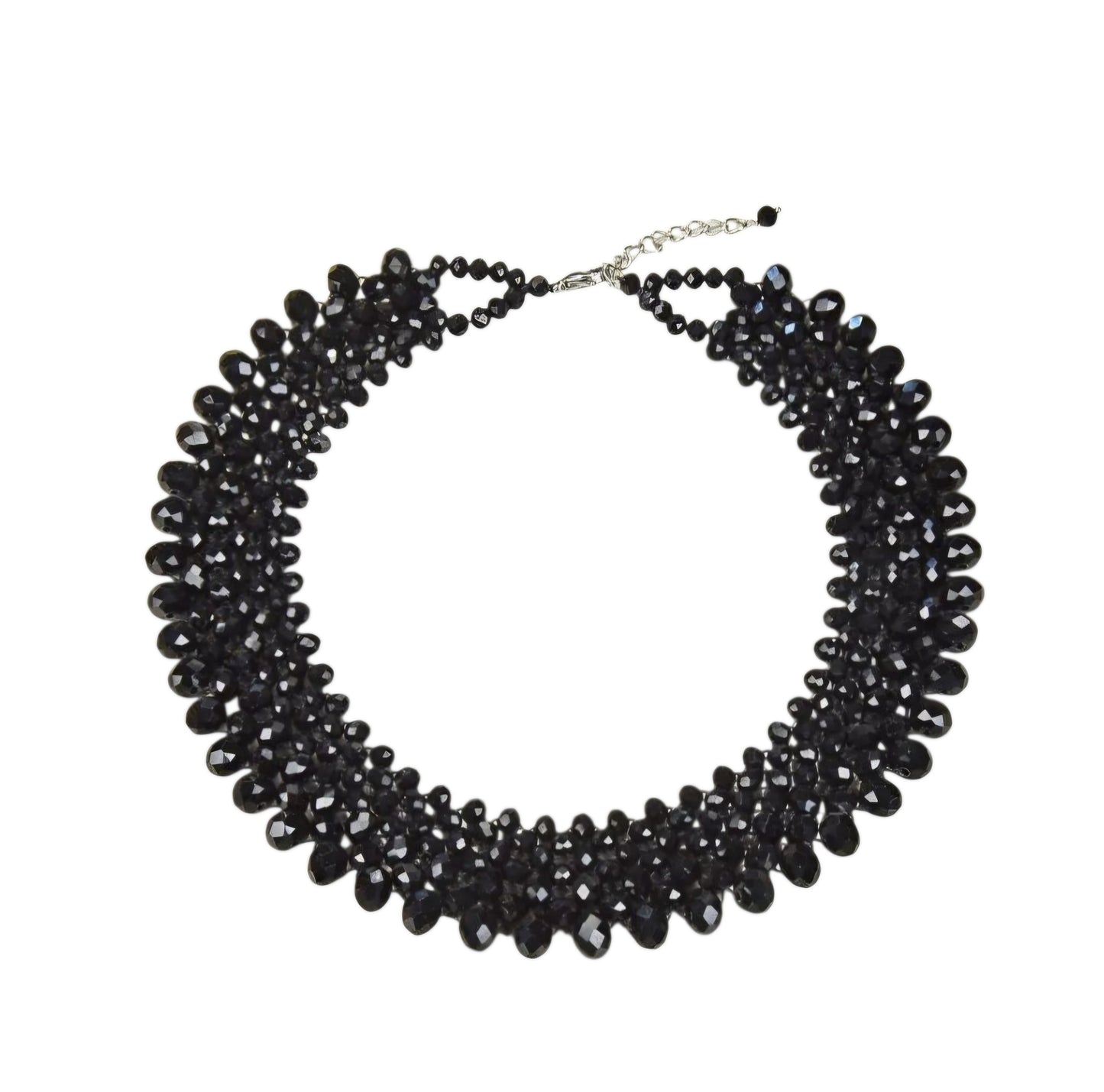 Black Crystal Handmade Necklace designed as a chunky statement piece with a bold, vintage-inspired look. This short choker-style necklace features faceted black crystals that catch the light beautifully, making it perfect for women who love dramatic, elegant jewelry. Ideal for evening wear, special events, or as a unique gift for her, this handcrafted piece adds a touch of gothic glamour and timeless sophistication to any outfit, blending classic style with modern artistry.