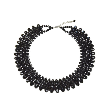 Black Crystal Handmade Necklace designed as a chunky statement piece with a bold, vintage-inspired look. This short choker-style necklace features faceted black crystals that catch the light beautifully, making it perfect for women who love dramatic, elegant jewelry. Ideal for evening wear, special events, or as a unique gift for her, this handcrafted piece adds a touch of gothic glamour and timeless sophistication to any outfit, blending classic style with modern artistry.