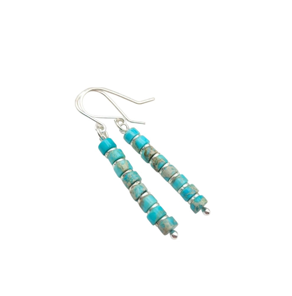 Turquoise Sea Sediment Jasper Sterling Silver Earrings