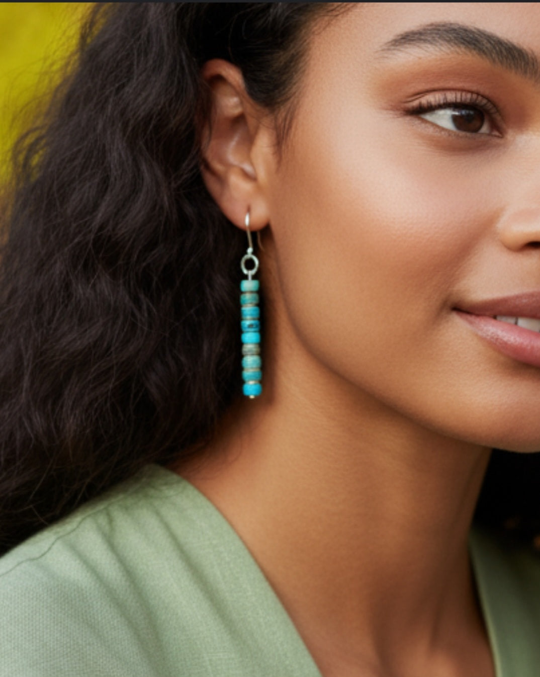 Turquoise Sea Sediment Jasper Sterling Silver Earrings