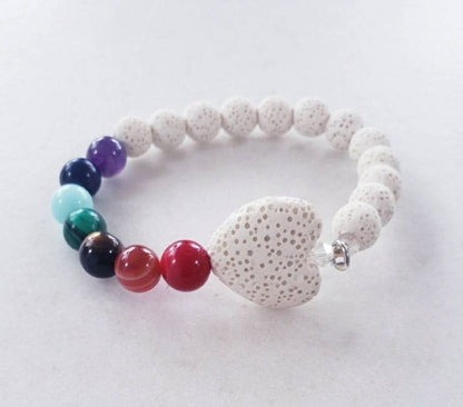 White Lava Stone Diffuser Chakra Bracelet