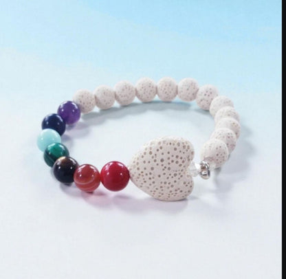 White Lava Stone Diffuser Chakra Bracelet