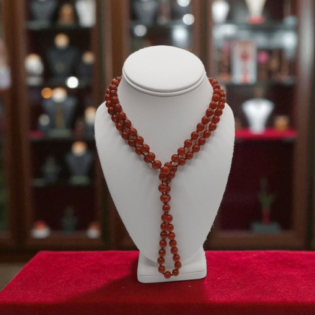Carnelian Handmade Beaded Long Necklace featuring bold red agate beads crafted into a chunky statement piece for women. This boho layered necklace combines vibrant carnelian stones with artisanal beadwork, creating a unique accessory perfect for adding warmth and energy to any outfit. Lightweight and eye-catching, it makes a thoughtful gift for her, ideal for everyday wear or special occasions, blending natural beauty with handcrafted elegance.