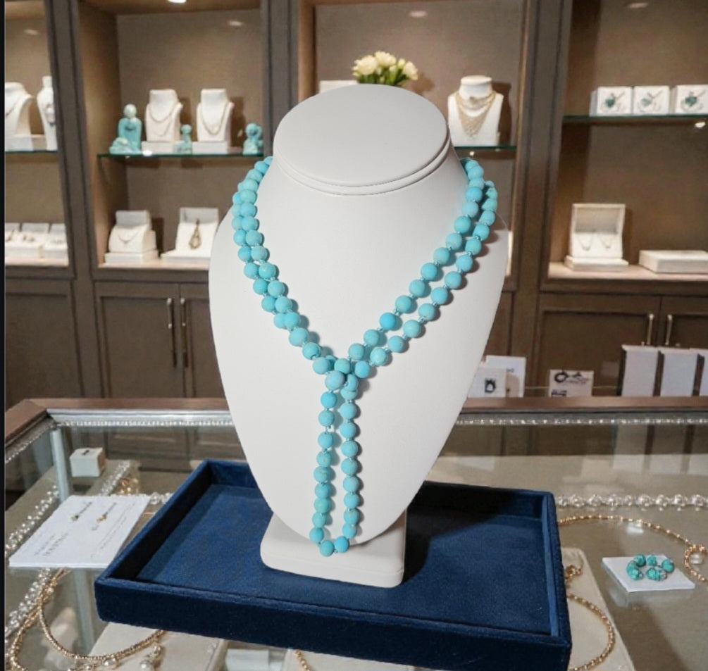 Natural Turquoise Beaded  Necklace