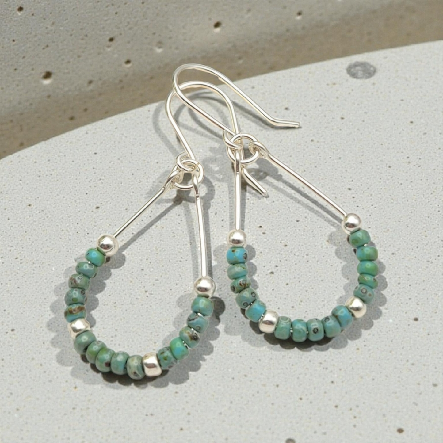 Handmade Turquoise Sterling Silver Boho Earrings