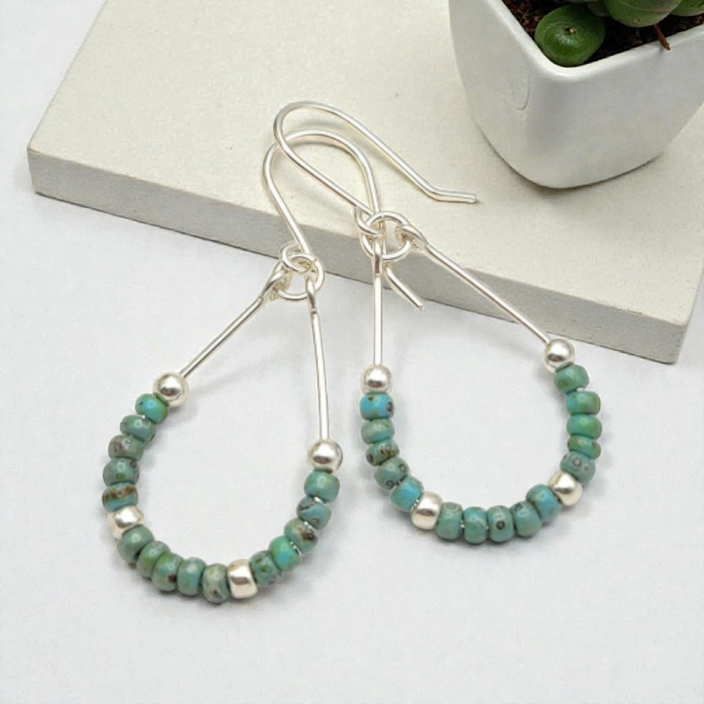 Handmade Turquoise Sterling Silver Boho Earrings