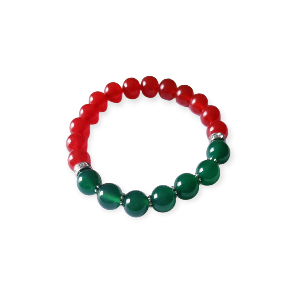 Green and Red Onyx Crystal Bracelet featuring handmade beaded design crafted for both women and men. This lucky charm jewelry combines vibrant green and deep red onyx stones, known for promoting abundance, protection, and positive energy. Perfect as a meaningful gift for him or her, this stylish bracelet blends artisanal craftsmanship with spiritual benefits. Lightweight and versatile, it adds a powerful and elegant touch to everyday wear or special occasions.