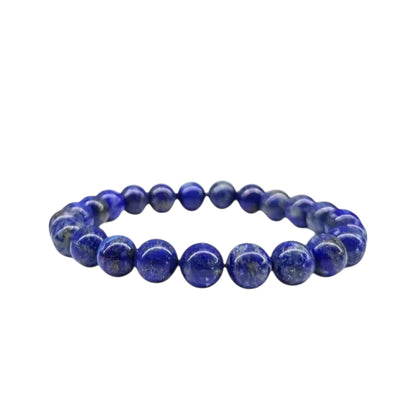 Blue Lapis Lazuli stretch bracelet for men and women, made with natural stones known for their healing and protective properties. This spiritual energy bracelet promotes mental clarity, inner peace, and positive energy. Handcrafted with care, it’s a versatile accessory that combines style and meaning, perfect as a thoughtful gift for those seeking protection, balance, and enhanced spiritual well-being in daily life.