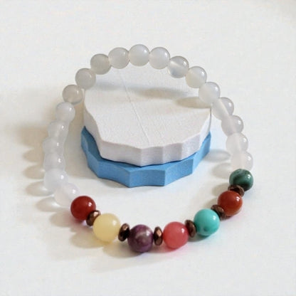 Handmade bracelet featuring opal, agate, and jade gemstones designed for chakra healing, balance, and positive energy. This crystal beaded jewelry piece blends natural beauty with spiritual meaning, making it a thoughtful gift for meditation lovers, yoga enthusiasts, or anyone seeking calm and harmony. Perfect for daily wear or special occasions, this healing stone bracelet offers a meaningful accessory that supports mindfulness, wellness, and personal intention.