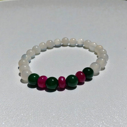Natural White Opal and Jade Beaded Bracelet featuring 8mm stretch beads crafted for women who appreciate elegant, handmade jewelry. This lucky charm bracelet combines shimmering white opal with soothing jade stones, symbolizing balance, protection, and positive energy. Perfect gift for her on birthdays, anniversaries, or special occasions. A beautiful, versatile accessory that blends spiritual healing with stylish, artisanal craftsmanship.
