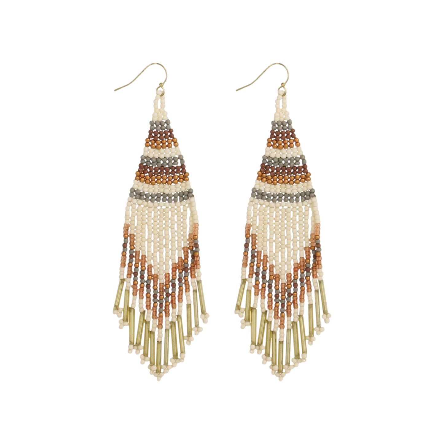 Southwestern Neutral Tone Beaded Fringe Earrings