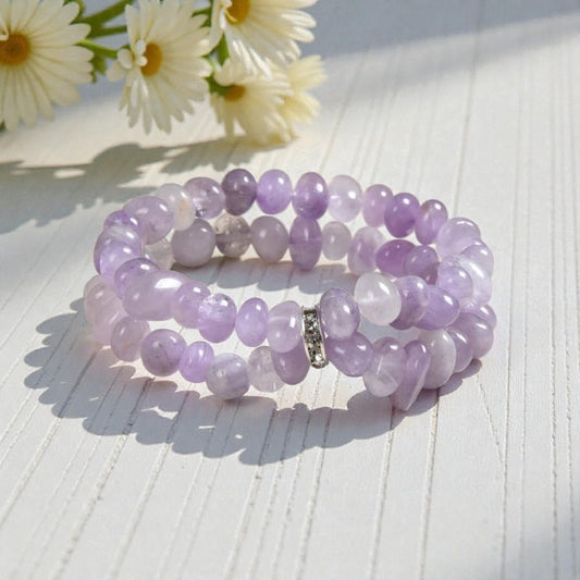 Lavender Amethyst Beaded Bracelet