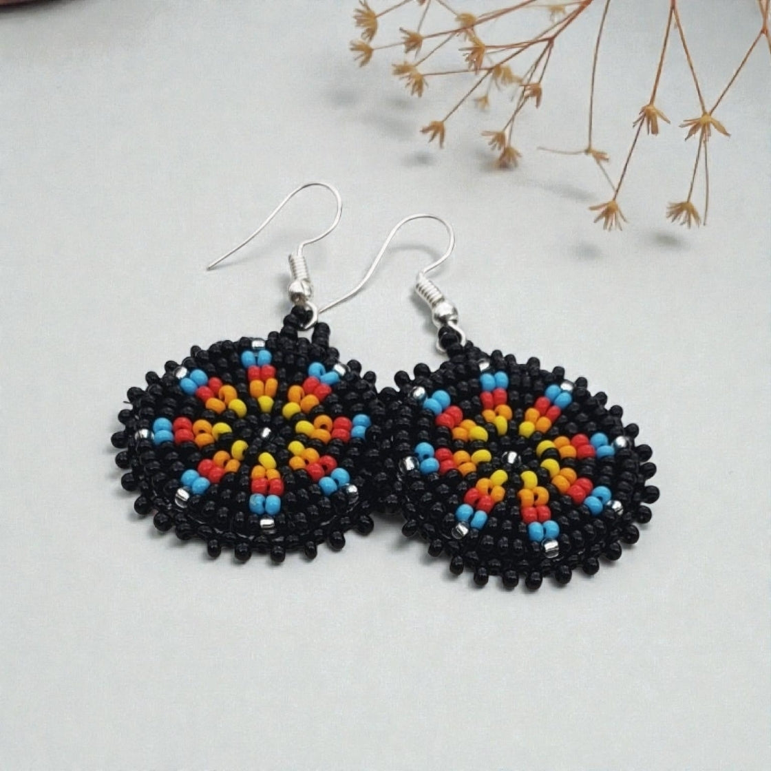 Black Native Beaded Earrings