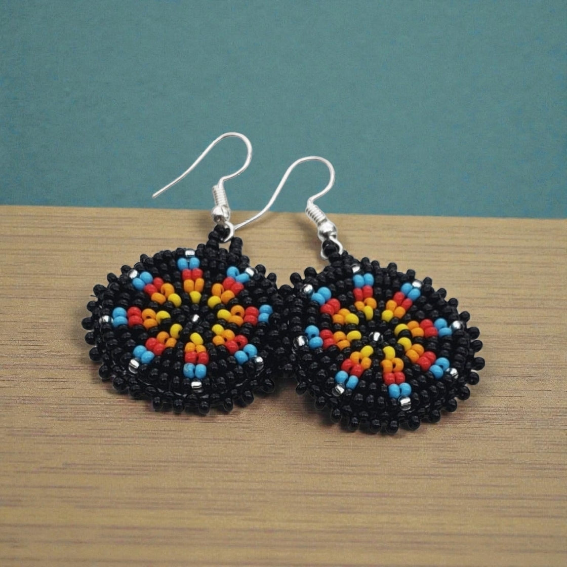 Black Native Beaded Earrings