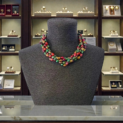 Bold Chunky Multi Color Pearl Statement Necklace