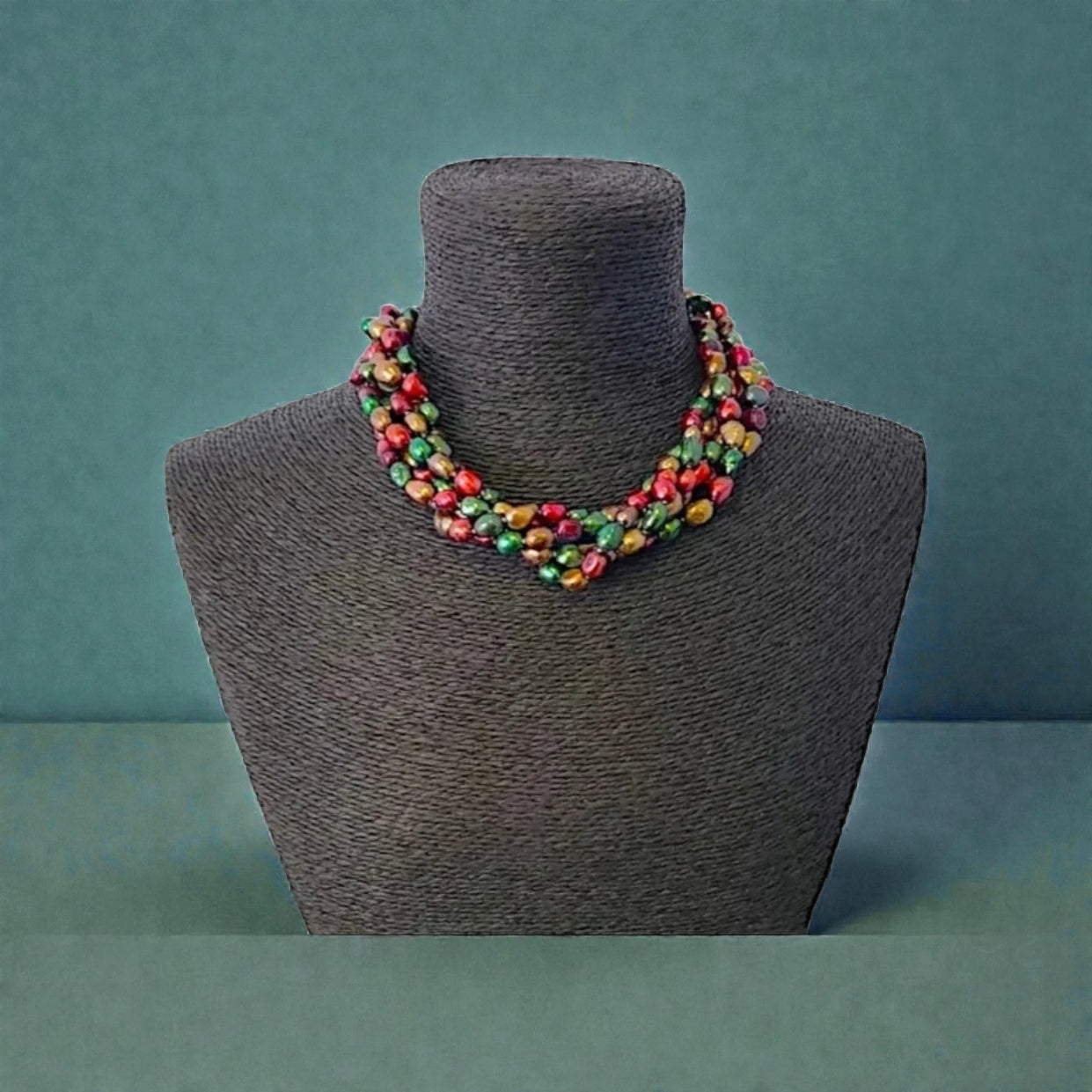 Bold Chunky Multi Color Pearl Statement Necklace