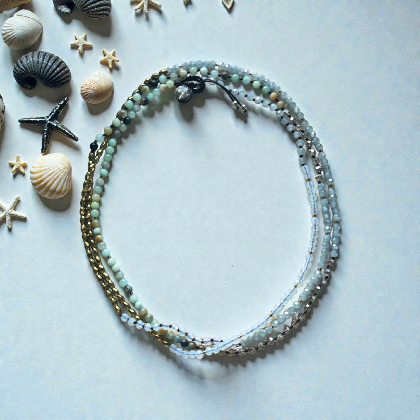 Amazonite Hematite Long Necklace