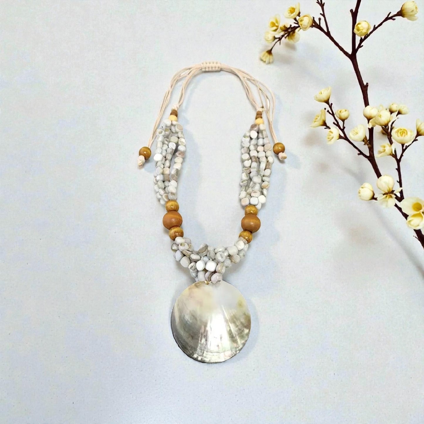 Pastel Blue Abalone Pendant Necklace