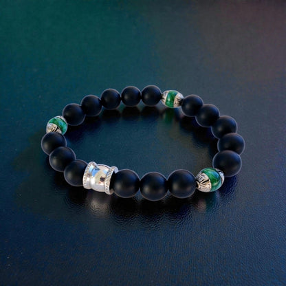 Natural Jade and Black Onyx Bracelet handcrafted as a men’s lucky charm and protection armband. This healing jewelry piece combines smooth jade and powerful black onyx stones, designed for strength, balance, and spiritual protection. Perfect handmade gift for him, ideal for birthdays, anniversaries, or wellness gifts. Stylish and meaningful, this men’s stretch bracelet blends natural energy with everyday wearable craftsmanship.