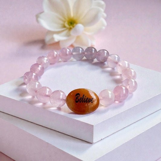 Rose quartz and jasper healing bracelet handcrafted from natural crystal gemstones known for promoting love, grounding, and emotional balance. This statement bracelet blends soft pink rose quartz with earthy jasper stones, creating a bold yet calming jewelry piece. Ideal for crystal healing lovers, meditation, or mindfulness practices, it makes a meaningful gift for women seeking harmony, self-care, and positive energy in everyday life.