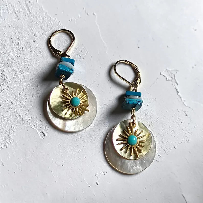 Handmade Turquoise Mother of Pearl Earrings