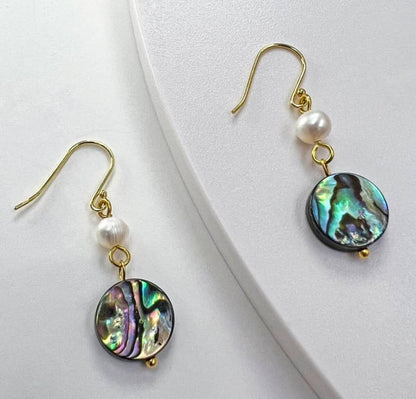 Pearl Abalone Shell Earrings 