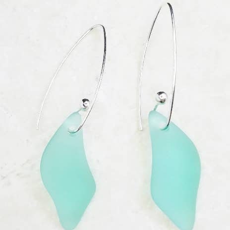 Sea Glass Hoop Earrings designed with marquis splash dangle accents in rich autumn green tones. These handmade, boho-inspired earrings offer a unique and artistic touch, perfect for women who love natural, earthy jewelry. Lightweight and stylish, they make a standout accessory for any season. A thoughtful and unique gift choice for birthdays, holidays, or special occasions, celebrating artisan craftsmanship and coastal charm.