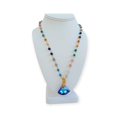 Handmade natural stone necklace featuring Lapis Lazuli, Amazonite, and Magnesite beads, designed for women who love crystal jewelry. This elegant and earthy accessory blends calming blue and turquoise tones, making it a meaningful and stylish gift for her. Crafted with care, each stone is unique, offering beauty and positive energy. Perfect for birthdays, holidays, or everyday wear, this necklace brings balance, charm, and a touch of nature to any outfit.