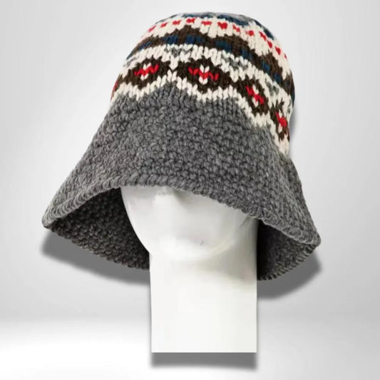 Boho Braided Knit Bucket Hat with unique pattern design, offering a fun and warm style for fall, winter, and spring seasons. This unisex fashion hat for men and women features a cozy knit texture with braided details, blending comfort and bohemian flair. Perfect for casual wear, outdoor outings, and seasonal layering, it adds a stylish touch to any cold-weather outfit. A trendy, functional accessory for those who love artistic and laid-back fashion.